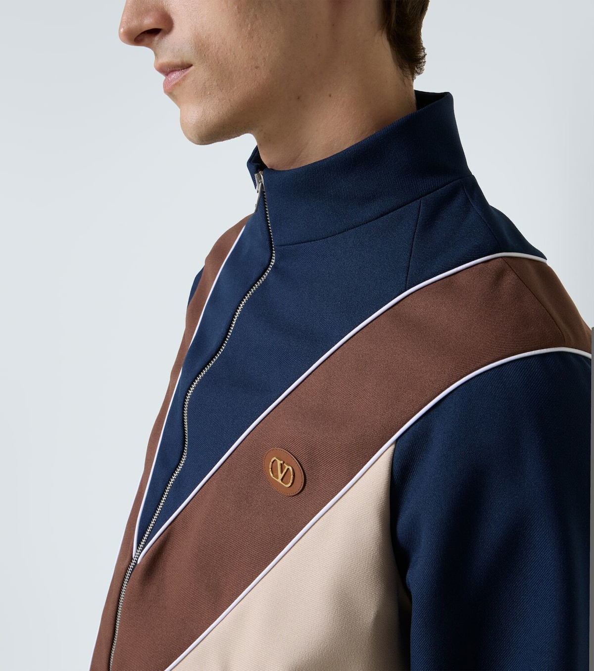 Valentino Colorblocked logo zip-up sweatshirt