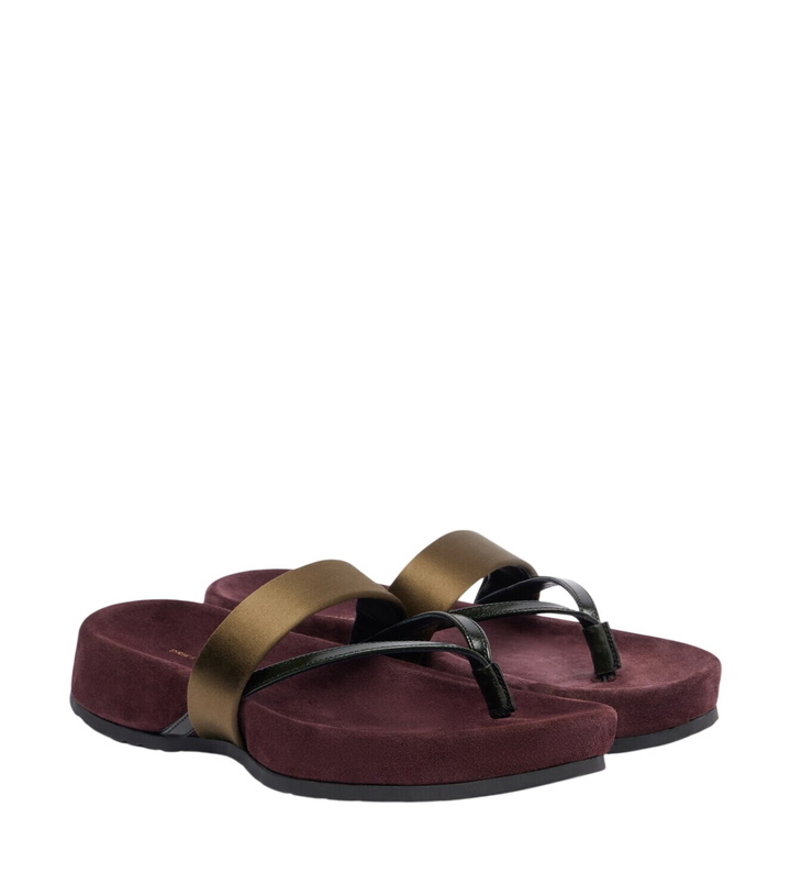 Photo: Dries Van Noten Satin and leather thong sandals
