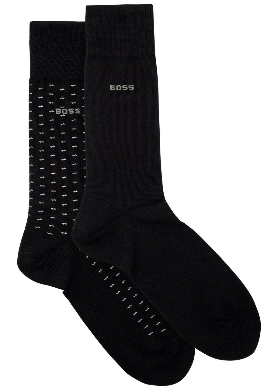 Boss Patterned Cotton-blend Socks set of two Black