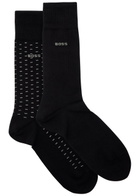 Boss Patterned Cotton-blend Socks set of two Black