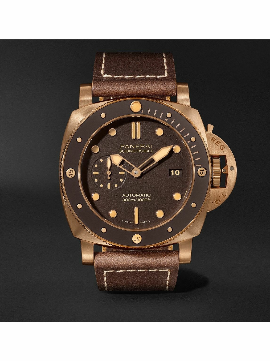 Photo: Panerai - Submersible Automatic 47mm Bronze and Leather Watch