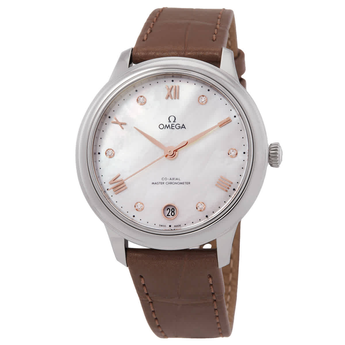 Omega De Ville Automatic Chronometer Diamond White Dial Ladies Watch 434.13.34.20.55.001