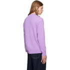 vowels Purple Cable Knit Crewneck Sweater