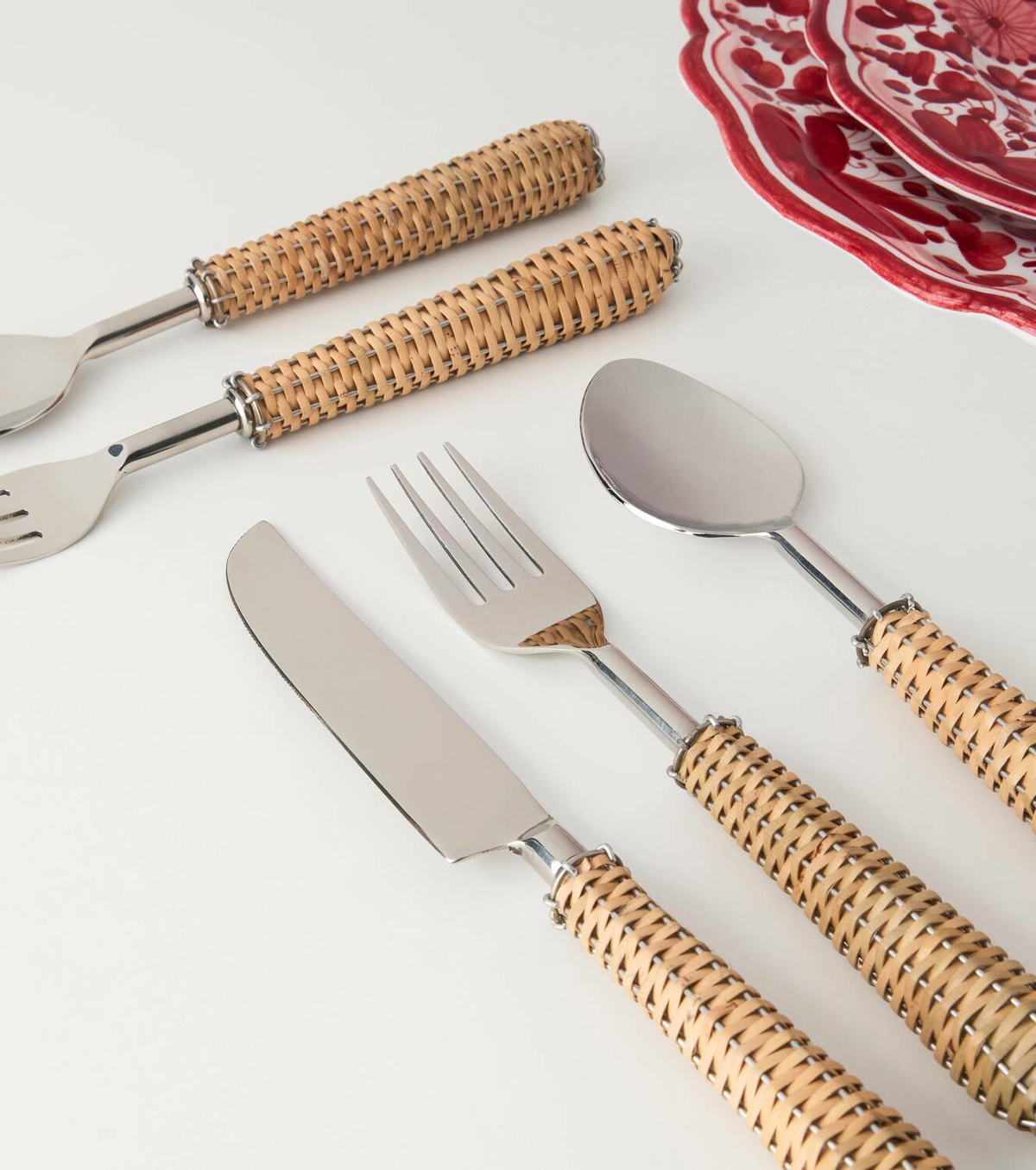 Les-Ottomans Rattan flatware set