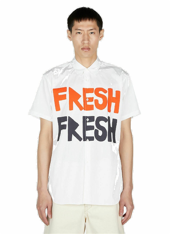 Photo: Comme des Garçons SHIRT x Brett Westfall Text Print Shirt male White