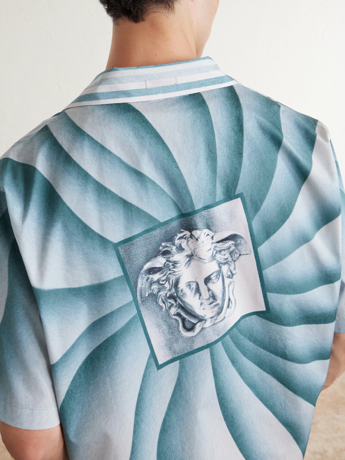 Versace - Camp-Collar Cotton-Poplin Shirt - Blue