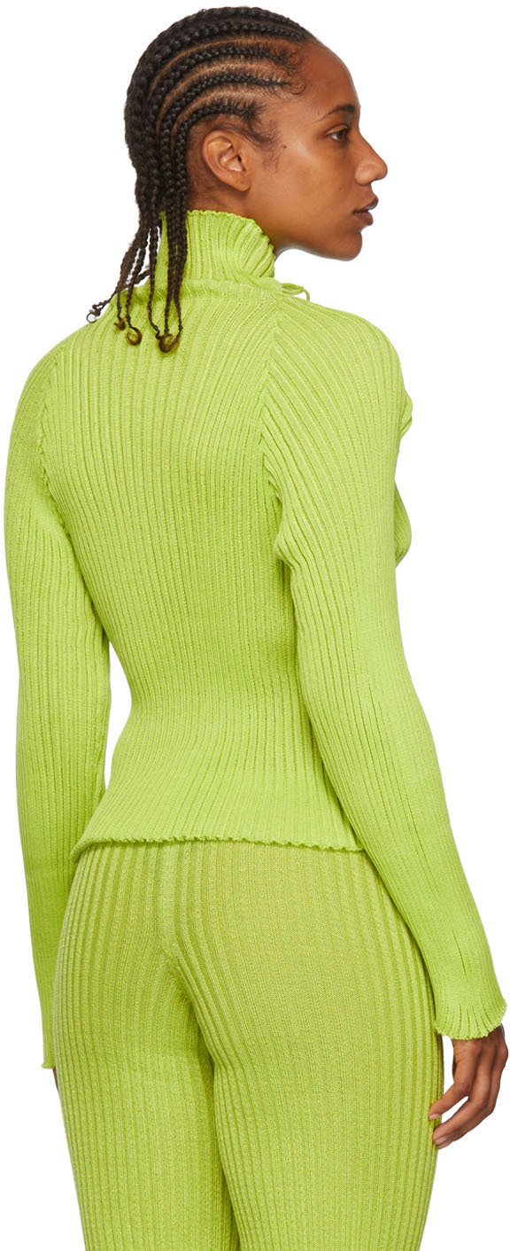 A. ROEGE HOVE Green Nylon & Cotton Cardigan
