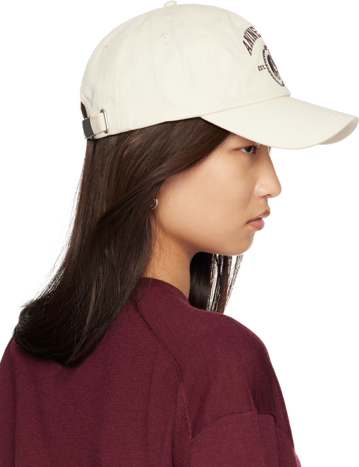 ANINE BING Off-White Jeremy Collegiate Baseball Cap