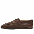 Auralee Men's Leather Deck Shoes in Brown