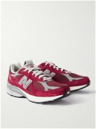 New Balance - 990v3 Leather-Trimmed Suede and Mesh Sneakers - Red