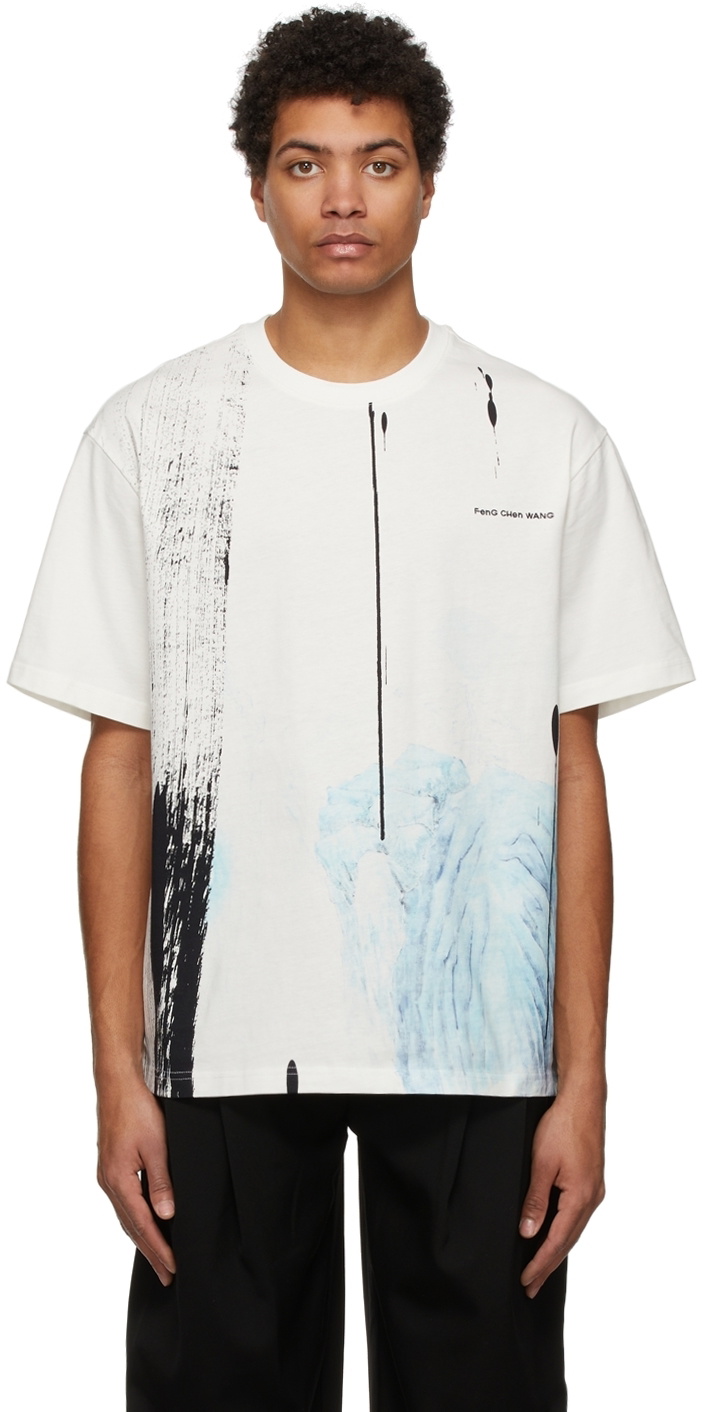 Feng Chen Wang White Chinese Landscape Print T-Shirt Feng Chen Wang