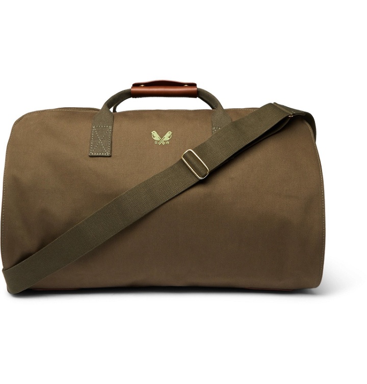 Photo: Bennett Winch - Leather-Trimmed Cotton-Canvas Suit Carrier and Holdall - Green