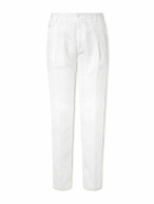 Dolce&Gabbana - Straight-Leg Pleated Linen Trousers - White