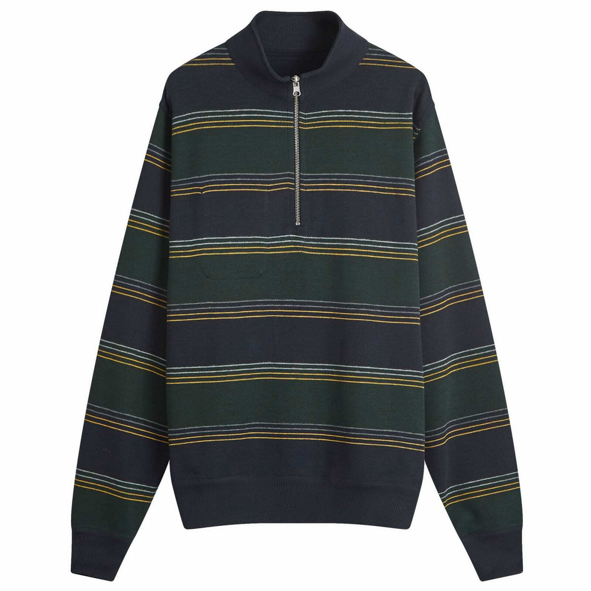Oliver Spencer Men's Reversible Half Zip Sweatshirt in Navy/Green