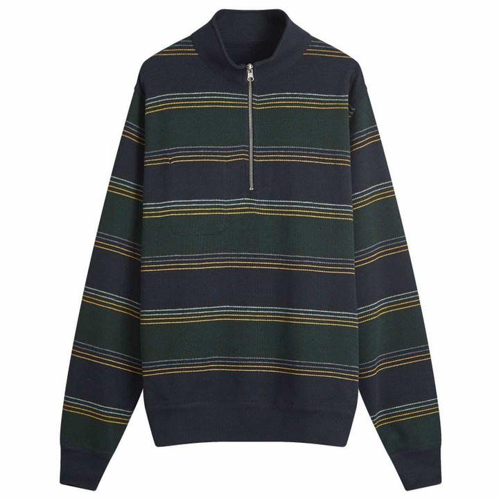 Photo: Oliver Spencer Men's Reversible Half Zip Sweatshirt in Navy/Green