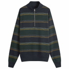 Oliver Spencer Men's Reversible Half Zip Sweatshirt in Navy/Green