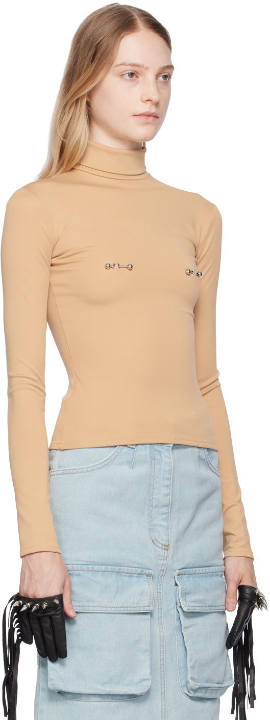 Lado Bokuchava Beige Pierced Turtleneck