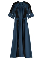 Lovebirds Sequin-embellished Belted Midi Dress Navy