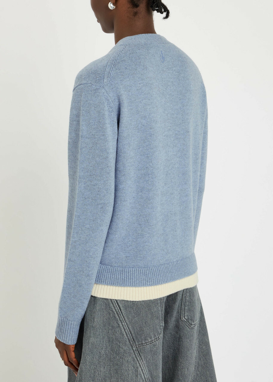 JW Anderson Layered-effect Wool and Cashmere-blend Cardigan Blue