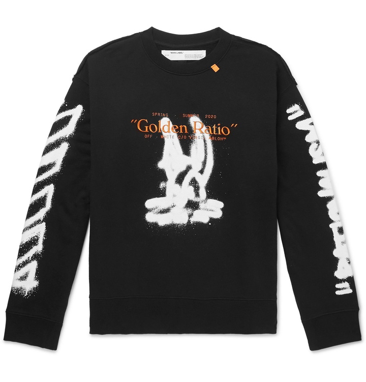 Photo: Off-White - Oversized Embroidered Logo-Print Loopback Cotton-Jersey Sweatshirt - Black