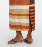 Cala de la Cruz Bruna striped linen midi skirt