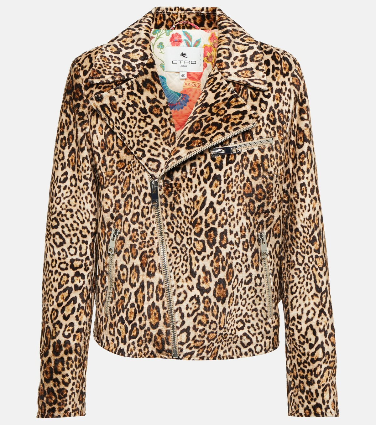Etro - Leopard-print biker jacket