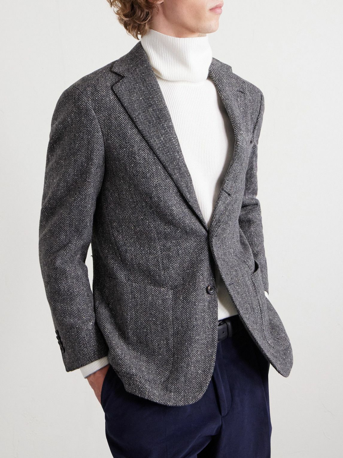 J. Mueser - Waverly Herringbone Wool Blazer - Gray