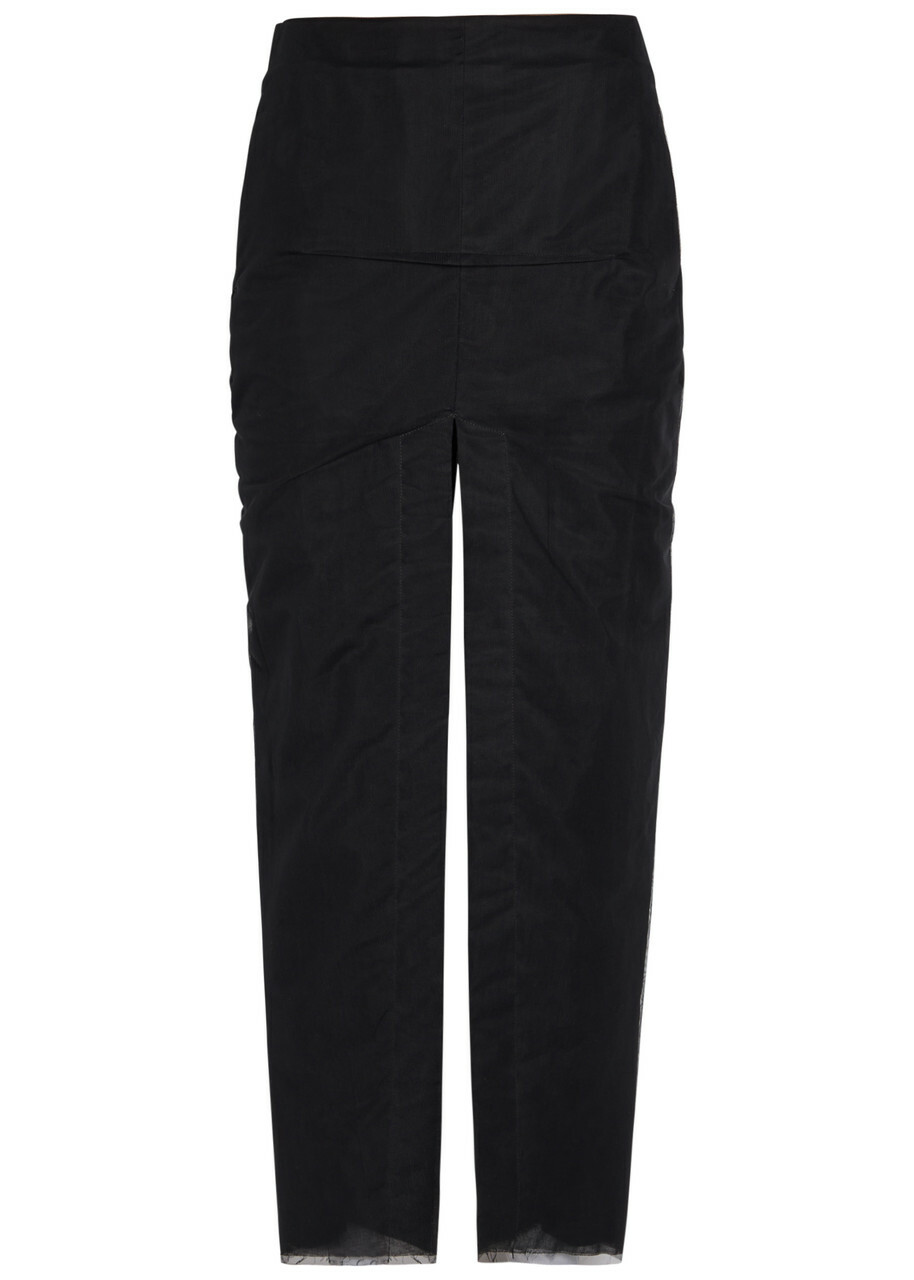 Rick Owens Sliced Tulle Midi Skirt Black