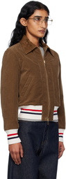 Thom Browne Brown Wale Corduroy Cropped Down Flight Jacket