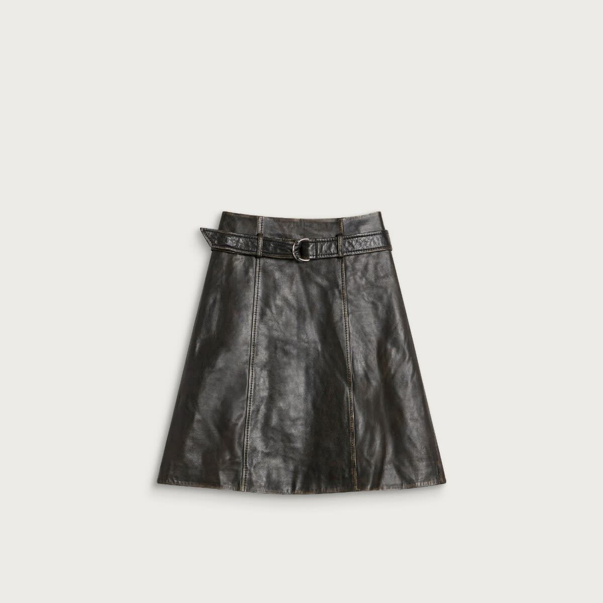 END. x Samsøe Samsøe Women's Sastiya Leather Skirt in Washed Black Olive