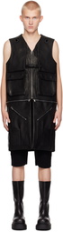 Rick Owens Black Porterville Utility Leather Vest