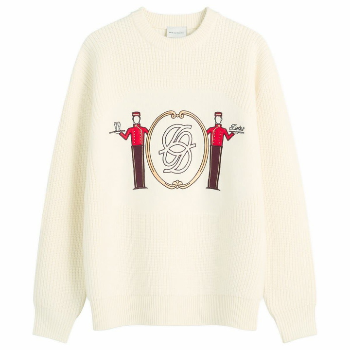 Photo: Drôle de Monsieur Men's Drole De Monsieur Jacquard Groom Knit Jumper in Off White