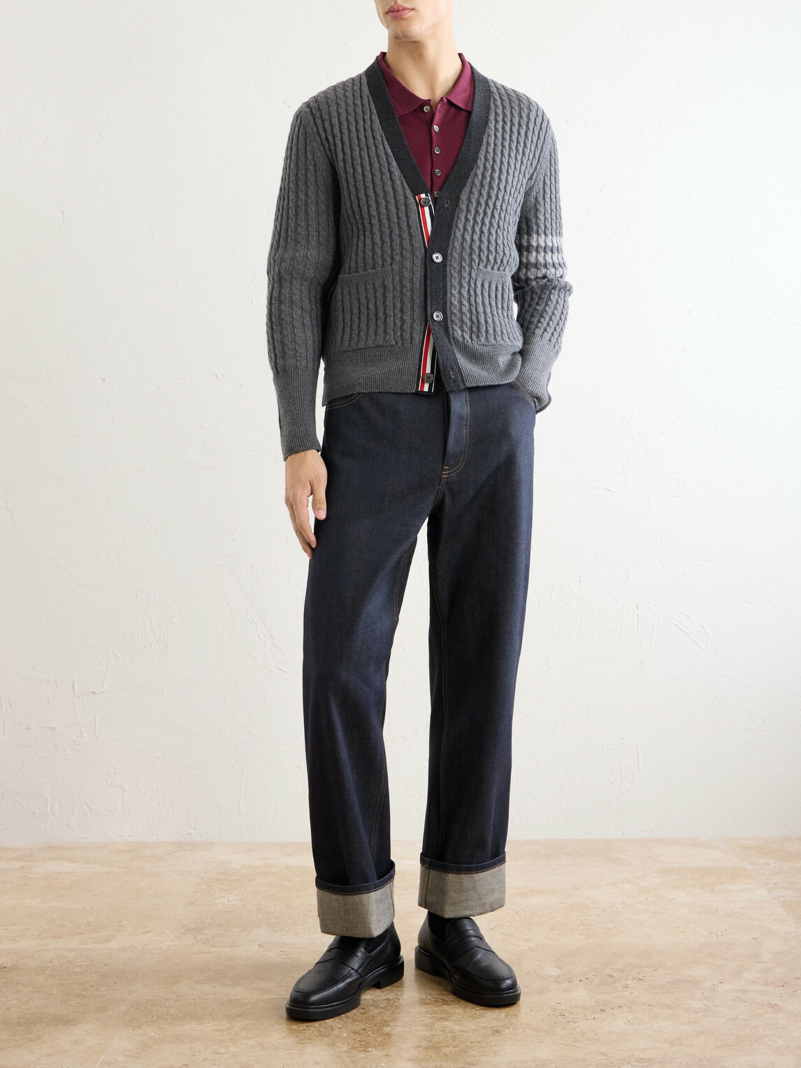 Thom Browne - Cable-Knit Virgin Wool Cardigan - Gray