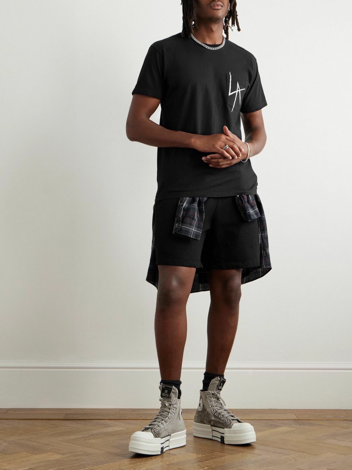 Local Authority LA - LA Slash Logo-Print Cotton-Jersey T-Shirt - Black