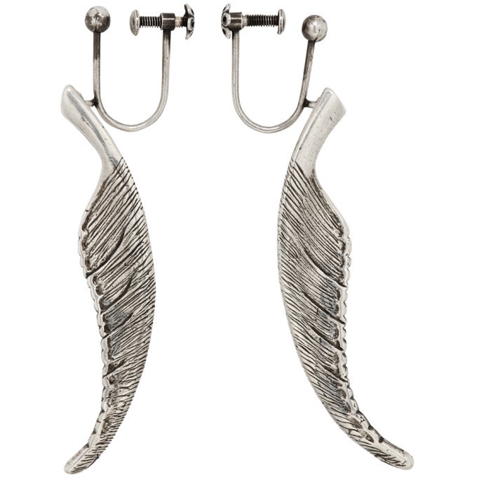 Photo: Saint Laurent Silver Animalier Feather Earrings