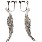 Saint Laurent Silver Animalier Feather Earrings