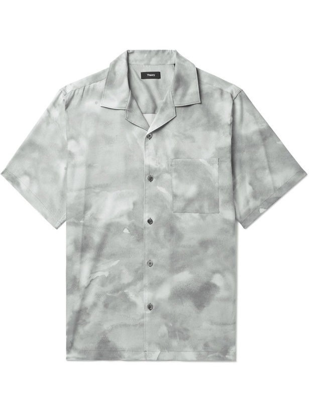 Photo: Theory - Noll Camp-Collar Printed Lyocell-Twill Shirt - Gray