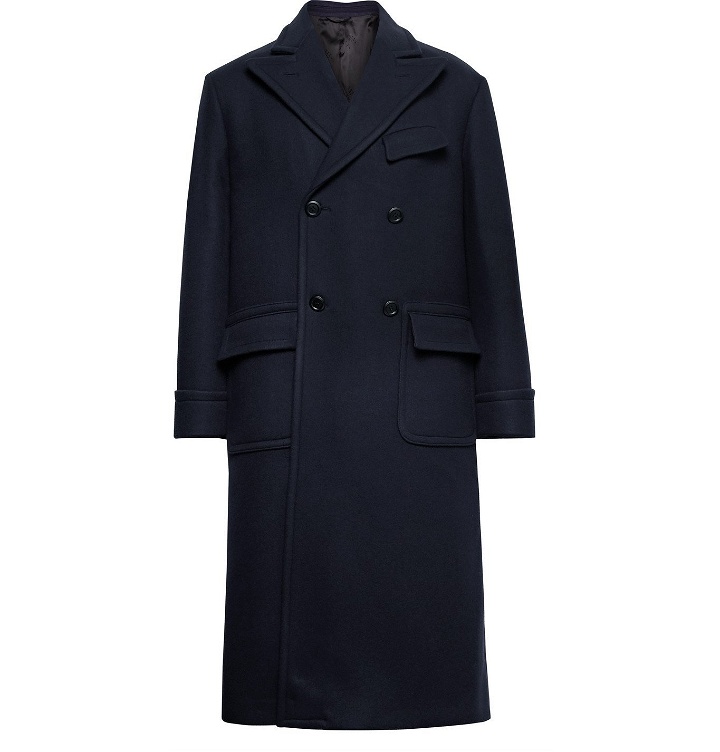 Photo: 4SDesigns - Double-Breasted Melton Wool-Blend Coat - Blue