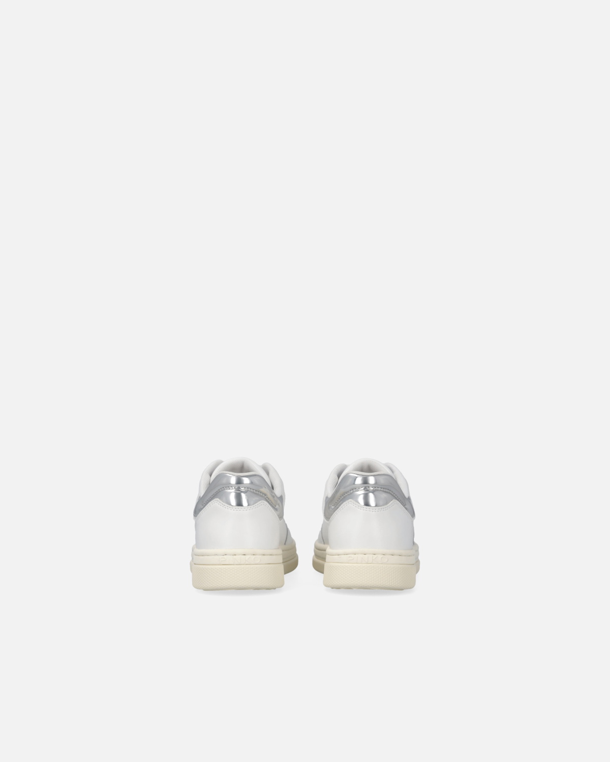 Pinko Leather Sneakers With Metallic Details White/Silver