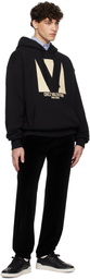 Valentino Black Cotton 'Chez Valentino' Print Hoodie