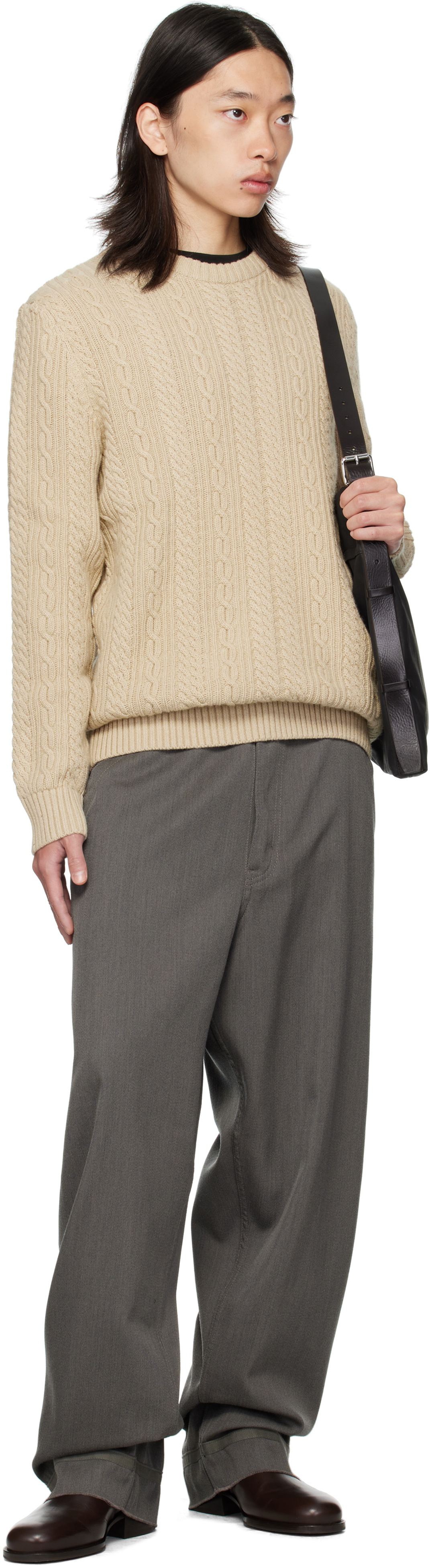 Barbour Beige Lowfen Cable-Knit Sweater