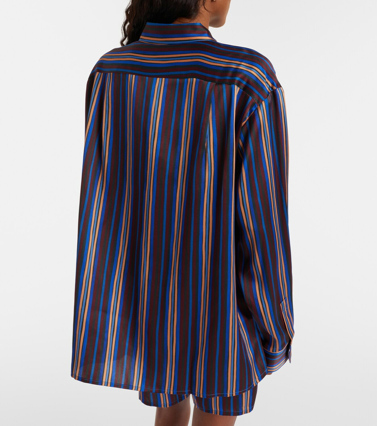 Asceno Maya striped silk charmeuse pajama shirt