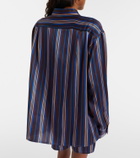 Asceno Maya striped silk charmeuse pajama shirt