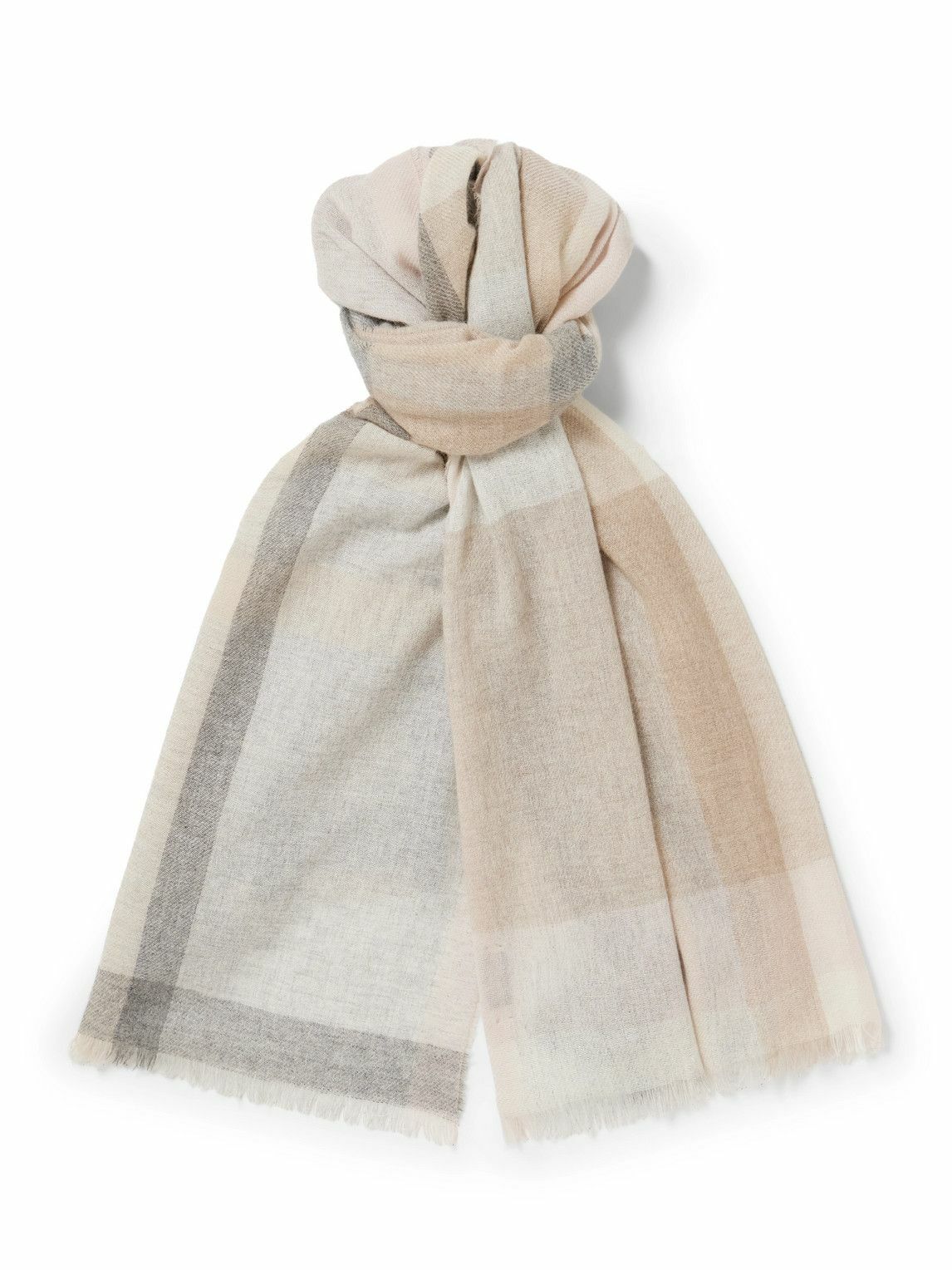 Johnstons of Elgin - Frayed Checked Cashmere Scarf