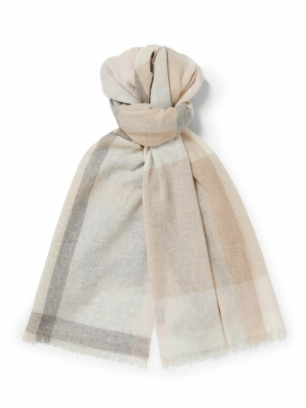Photo: Johnstons of Elgin - Frayed Checked Cashmere Scarf