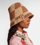 Alémais Checked raffia bucket hat