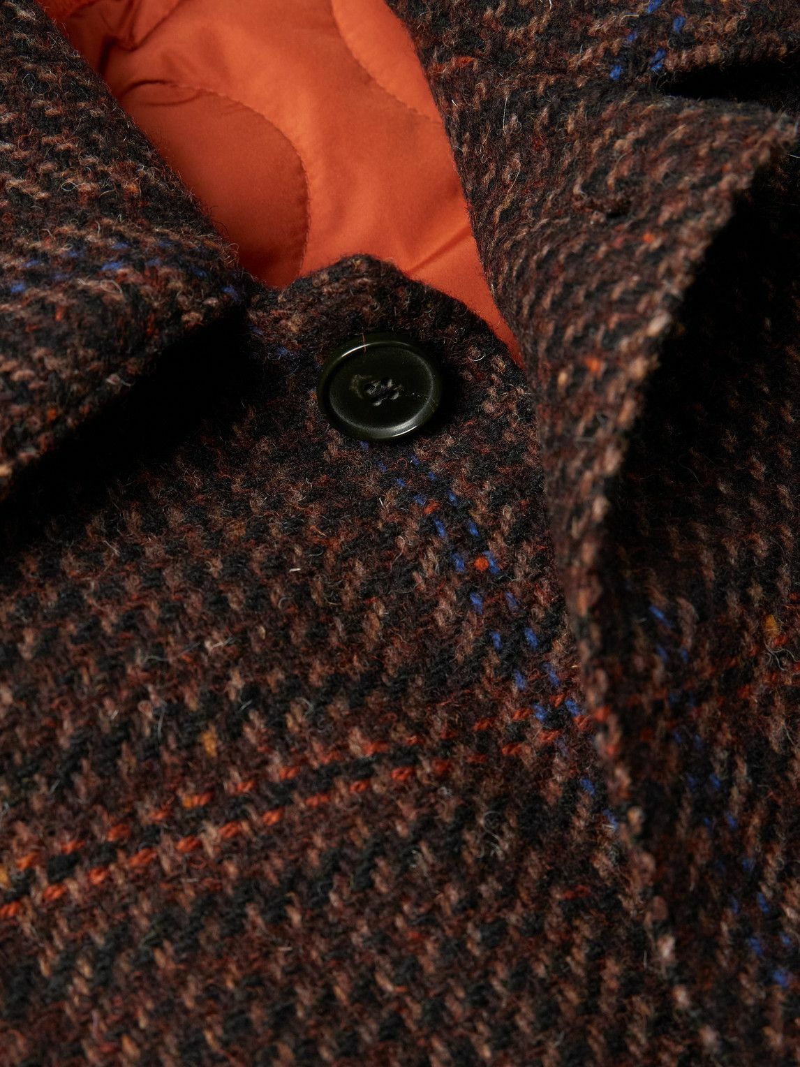 A Kind Of Guise - Manas Checked Virgin Wool-Tweed Coat with Padded Quilted Shell Liner - Brown