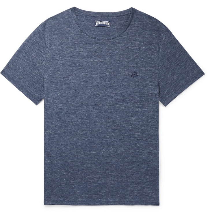 Photo: Vilebrequin - Tiramisu Logo-Embroidered Linen T-Shirt - Blue
