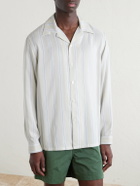 Zegna - Striped Camp-Collar Silk Shirt - Neutrals