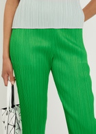 Pleats Please Issey Miyake Pleated Tapered-leg Woven Trousers Green